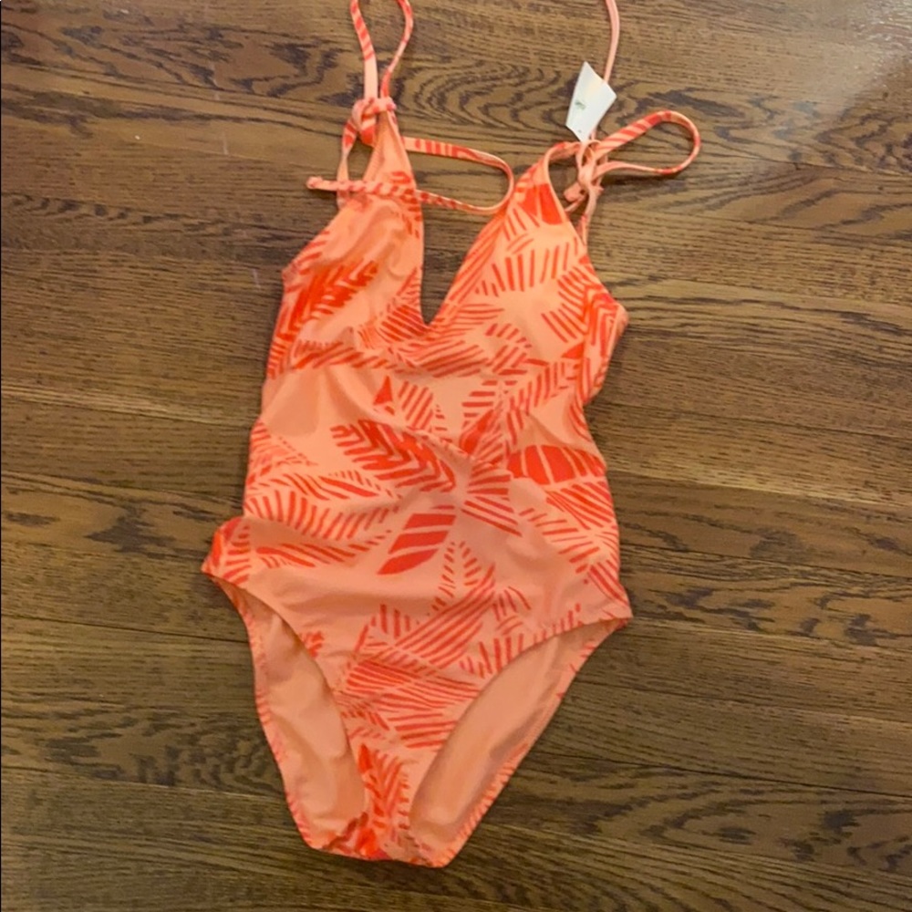 orange aerie tie traps one piece